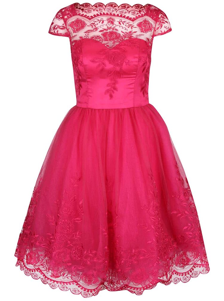 Rochie Roz Bombon De Ocazie Chi Chi London April Din Dantela Zoot Ro