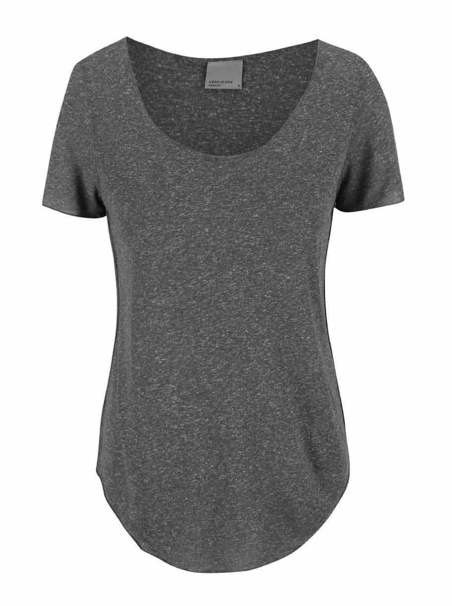Tmavě šedé tričko s prodlouženou délkou Vero Moda Lua