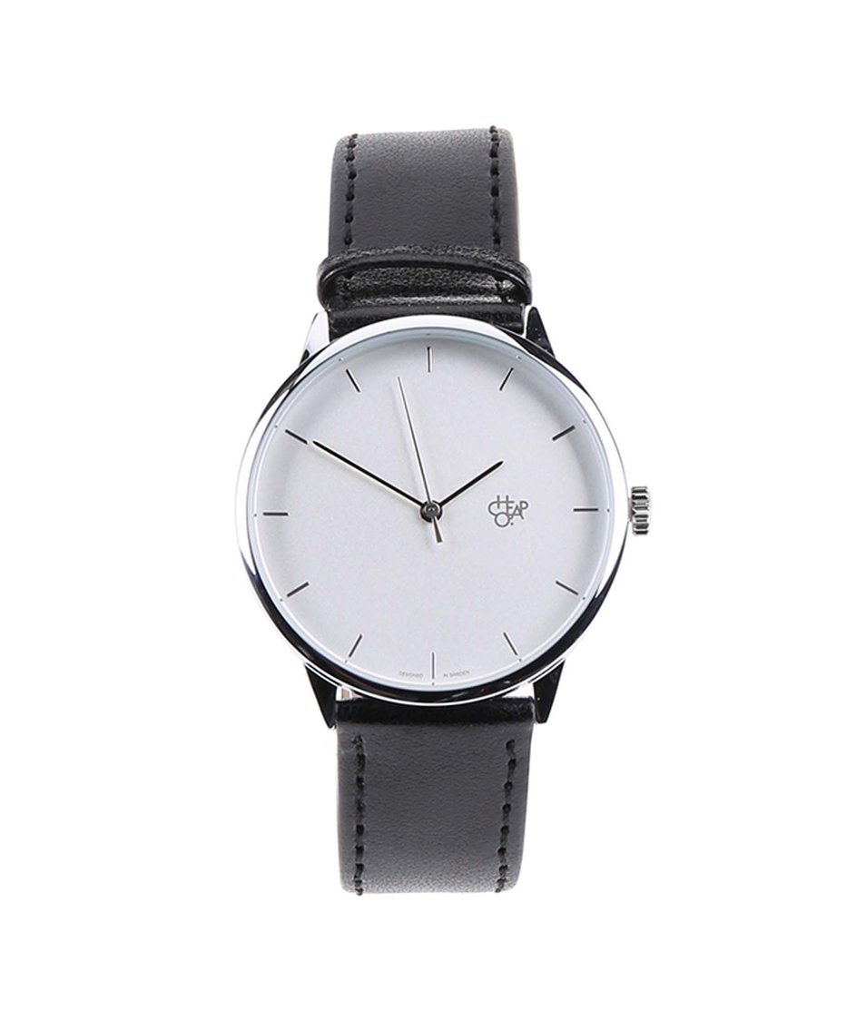 Čierne unisex minimalistické hodinky Cheapo Khorshid Silver