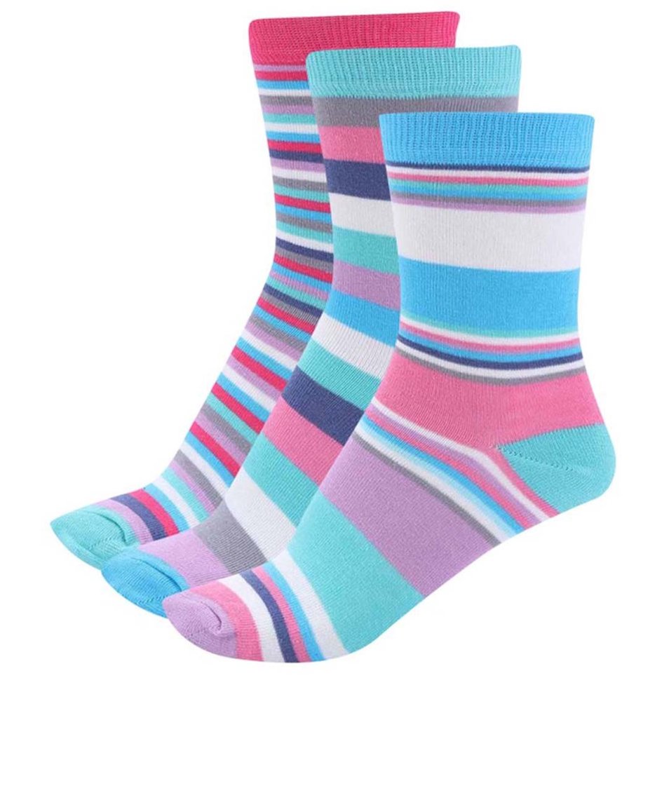 Súprava troch farebných dámskych pruhovaných ponožiek Oddsocks Megan