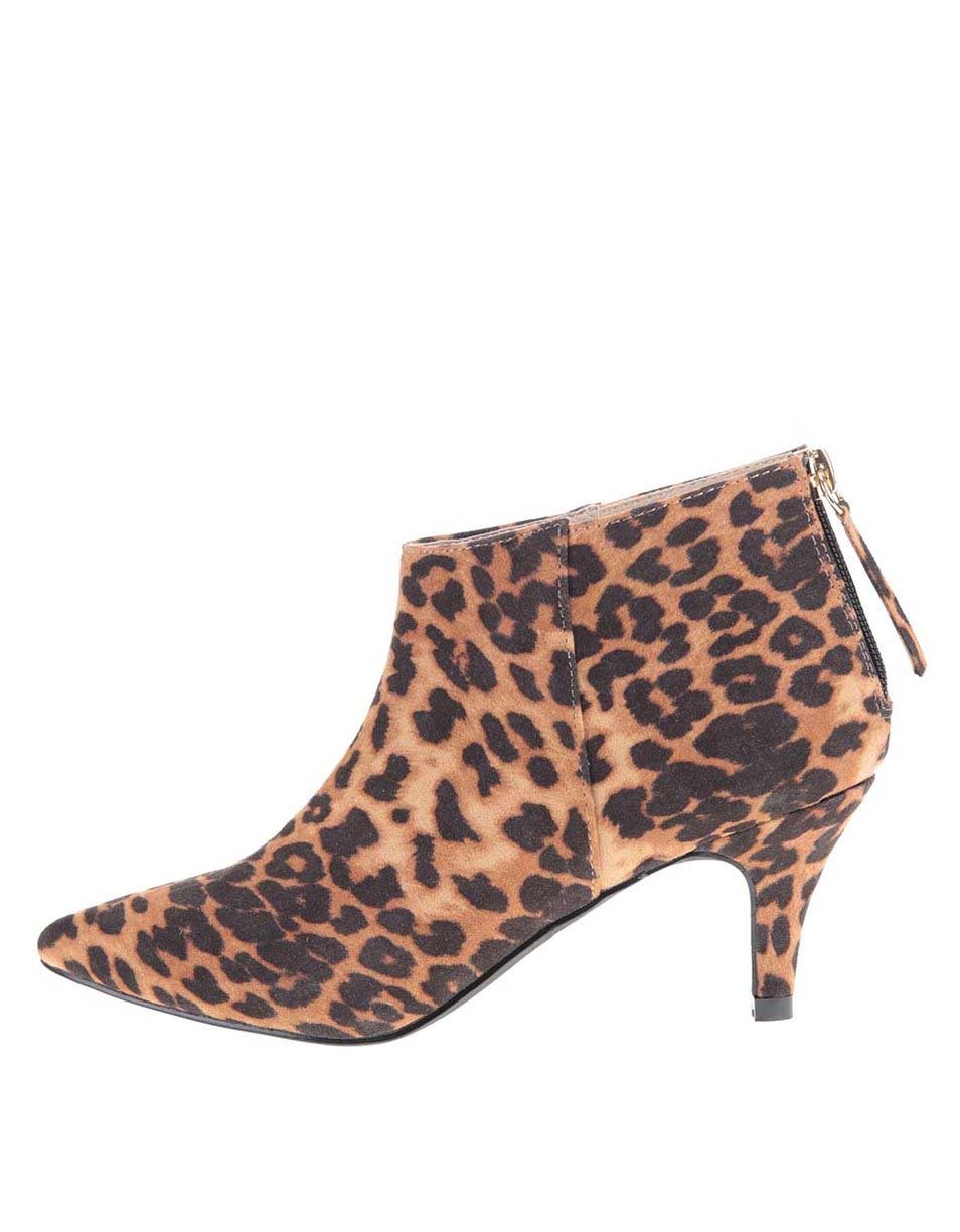 Kotníkové boty na nízkém podpatku s leopardím vzorem Pieces Valua