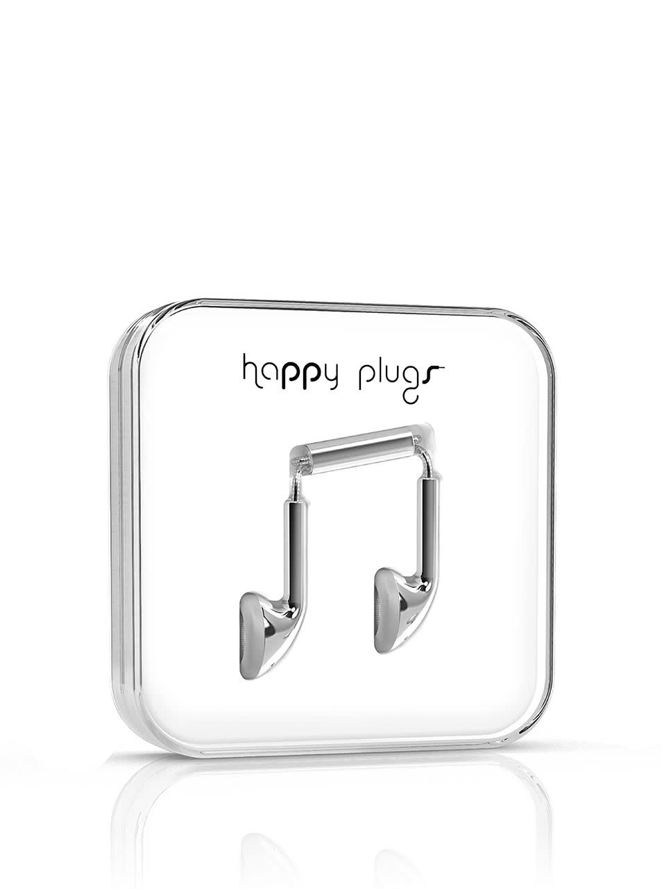 Earbud sluchátka ve stříbrné barvě Happy Plugs
