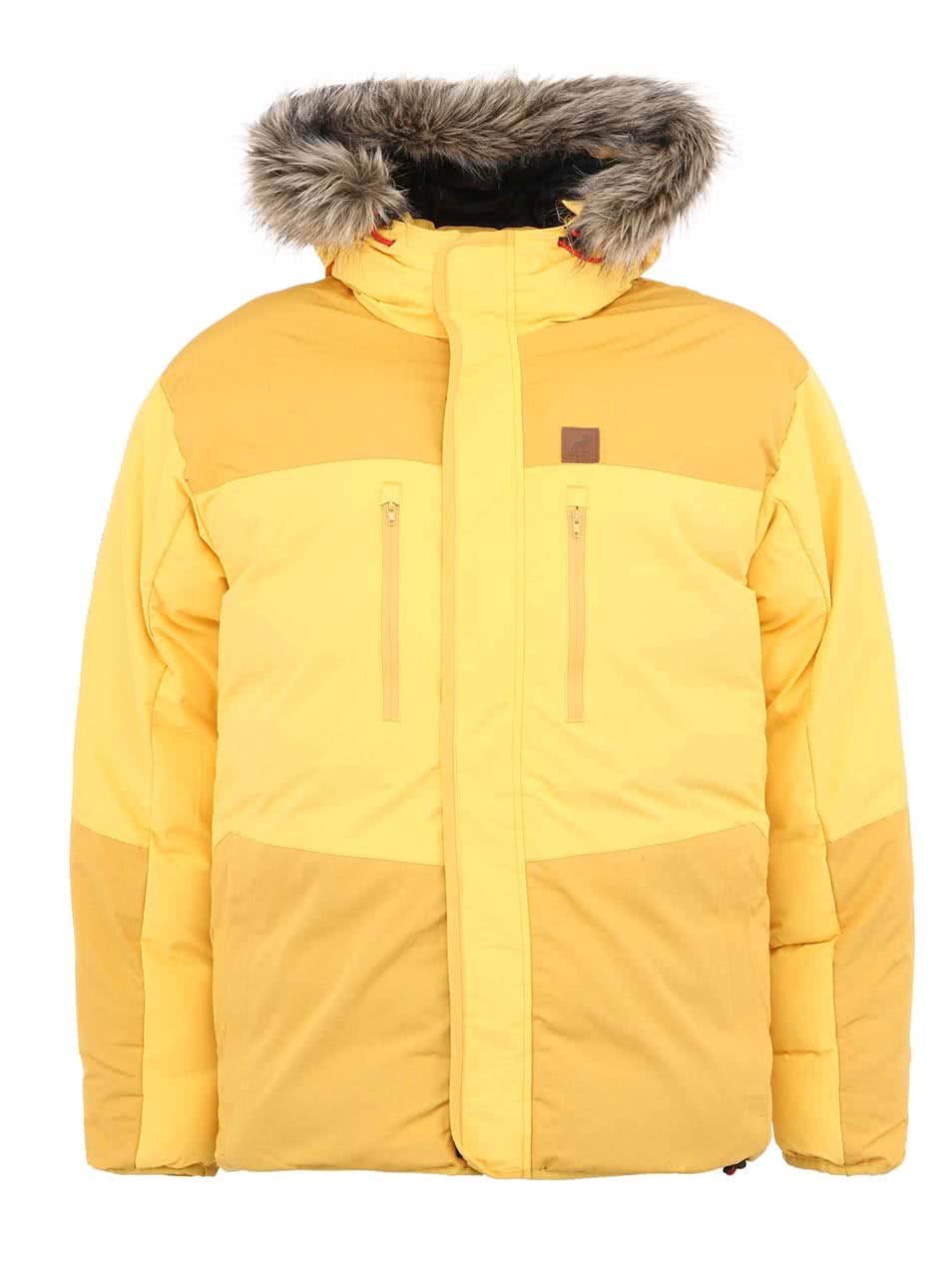 Žlutá zimní bunda s kožichem Fat Moose Mountain