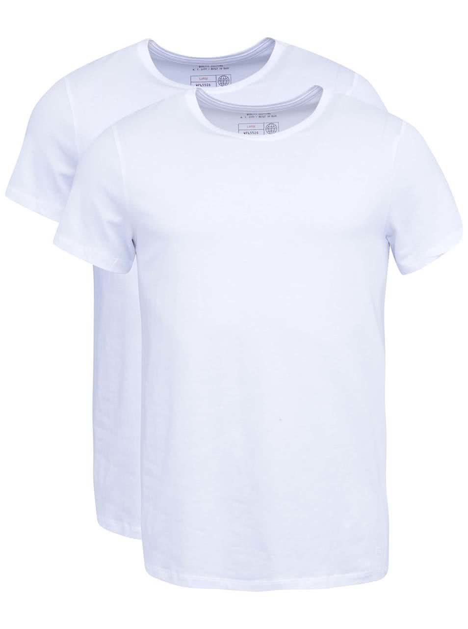 Sada 2 bílých triček s krátkým rukávem Blend