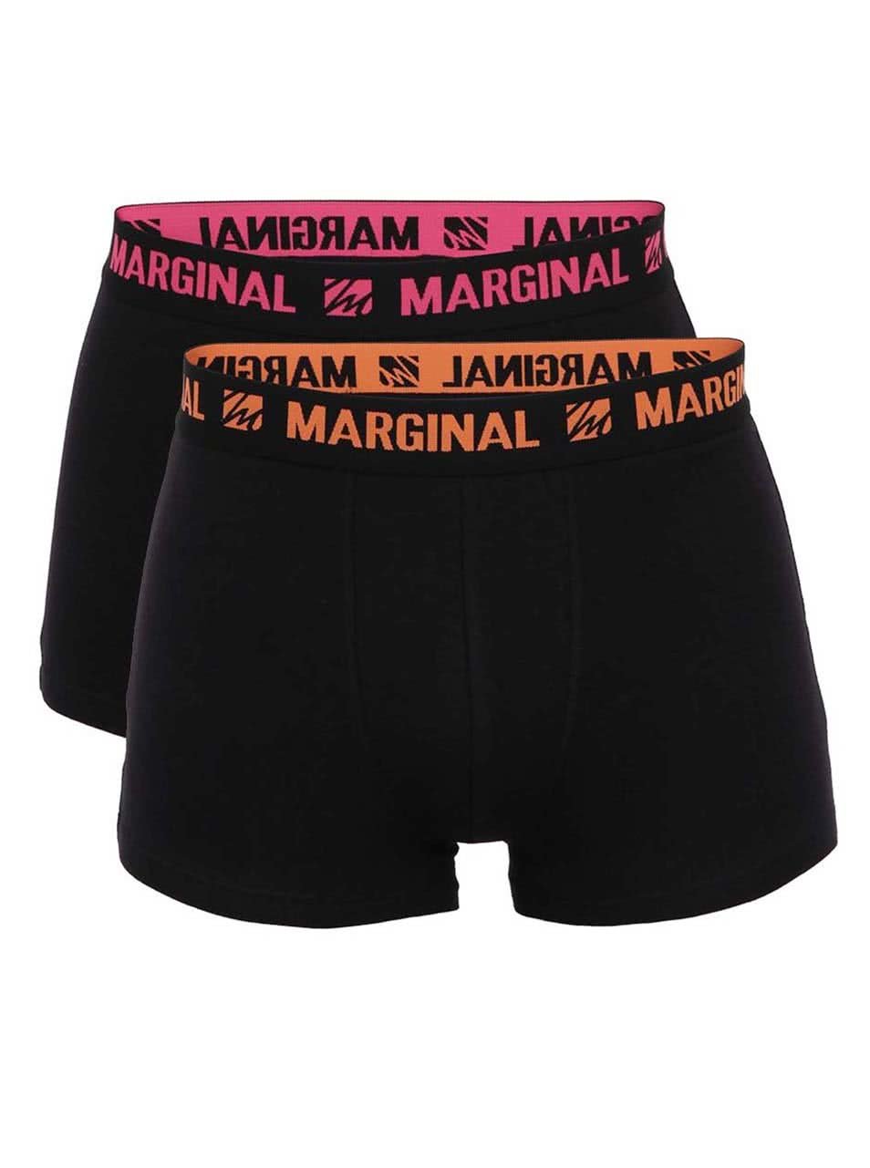 Sada dvou černých boxerek s oranžovým a růžovým nápisem Marginal