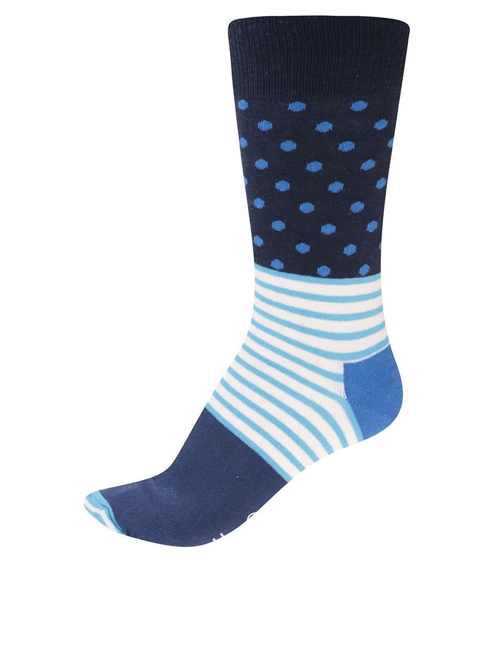 Tyrkysovo-modré unisex vzorované ponožky Happy Socks Stripe Dot