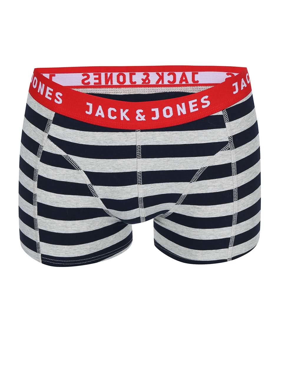 Šedo-modré pruhované boxerky Jack & Jones Yarndyed Block