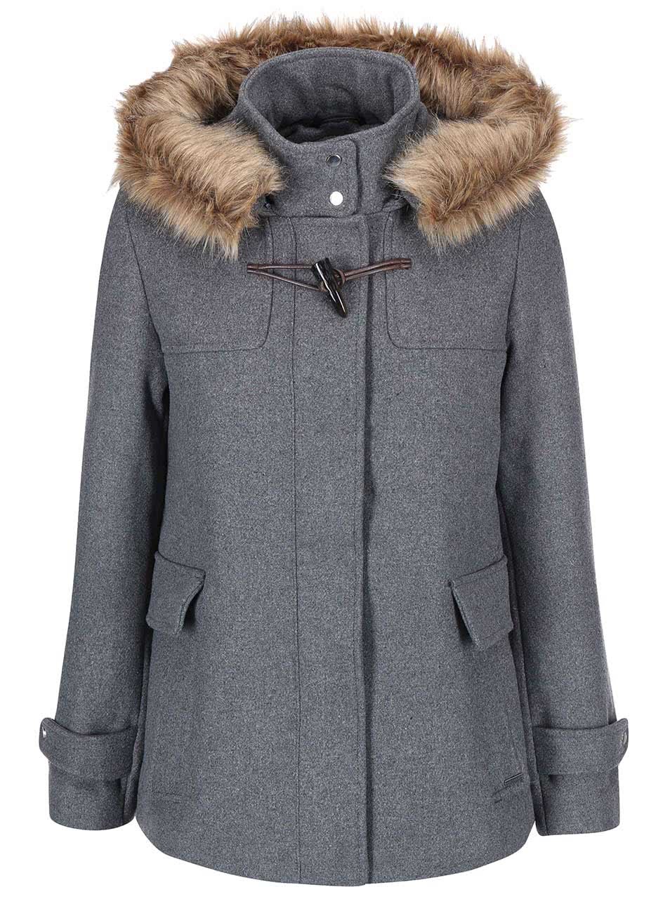 Šedý kabát s kapucí Vero Moda Camille