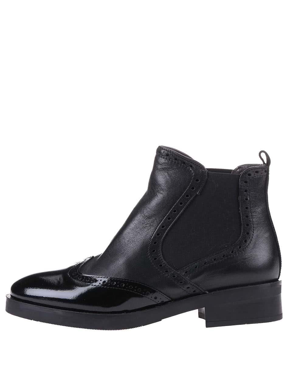 Černé kožené kotníkové boty OJJU