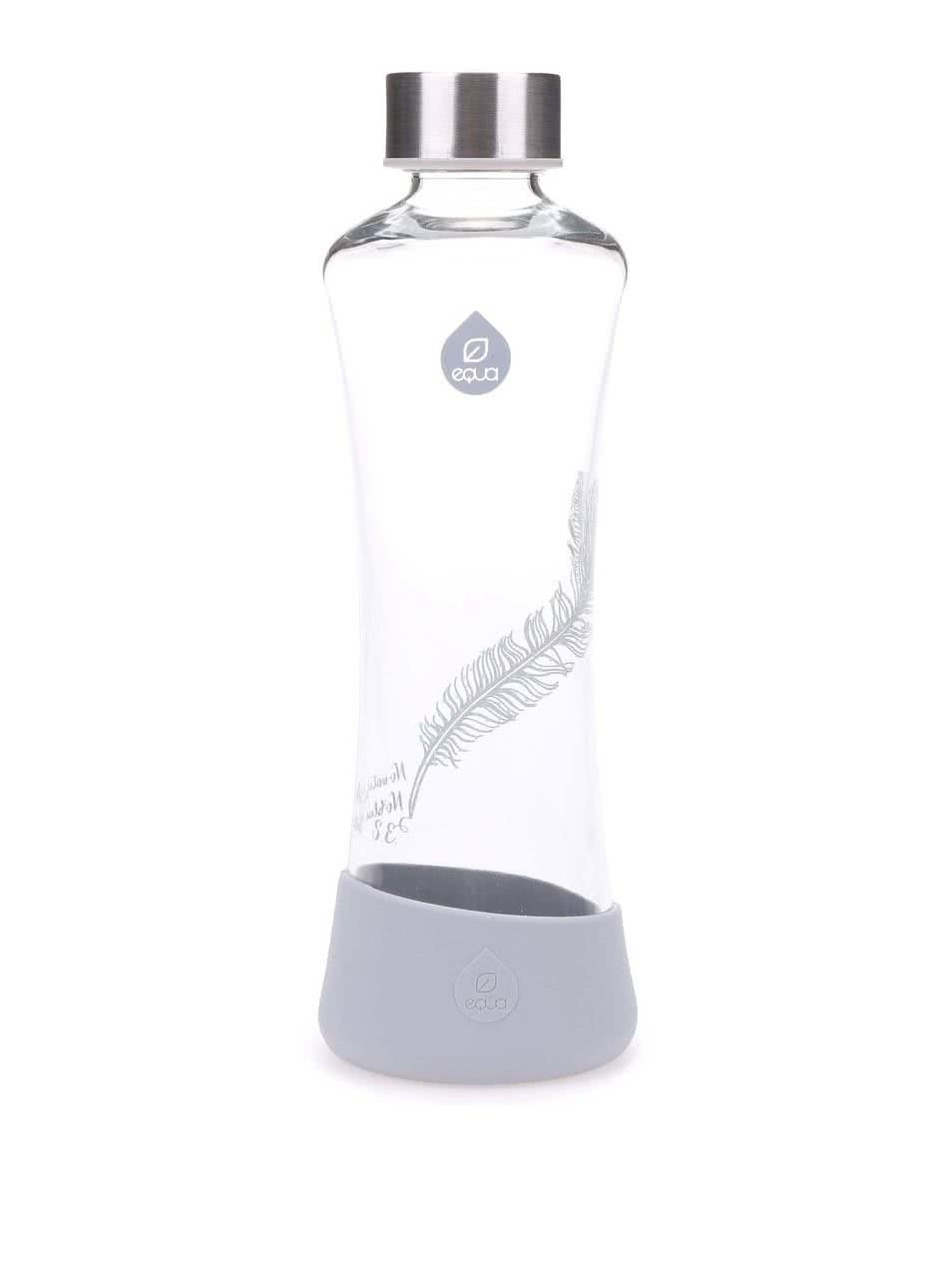 Skleněná láhev s šedým pírkem EQUA SQUEEZE (550 ml)