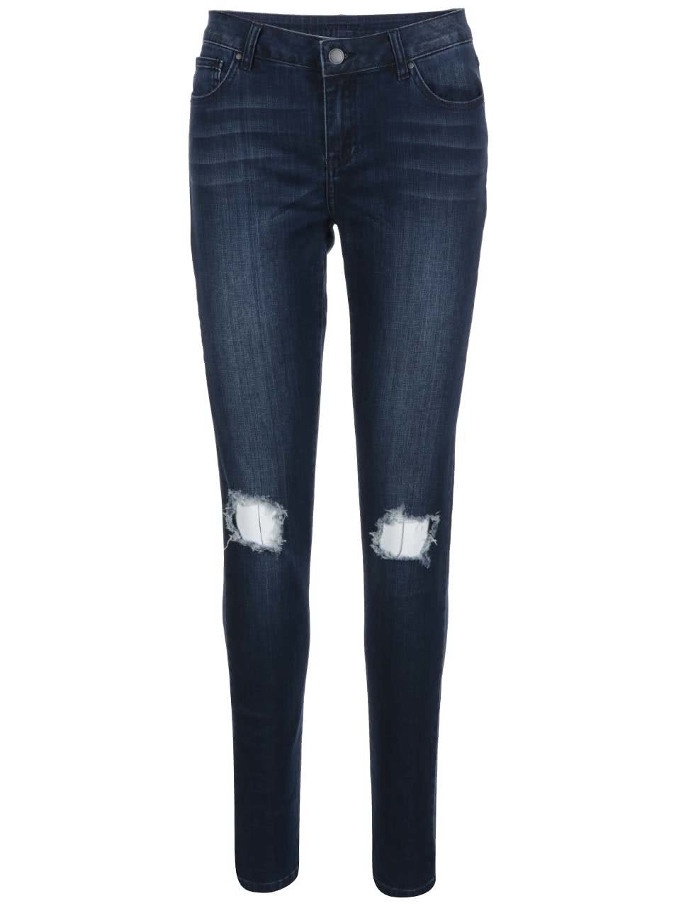 Tmavě modré džíny s potrhaným efektem VILA Crush