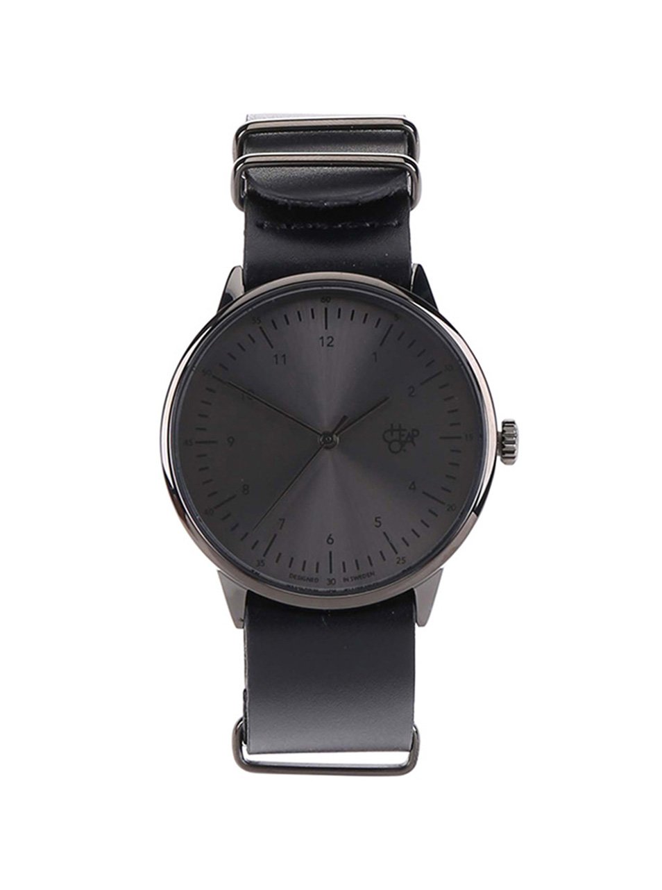 Černé unisex hodinky s koženým páskem Cheapo Harold Metal