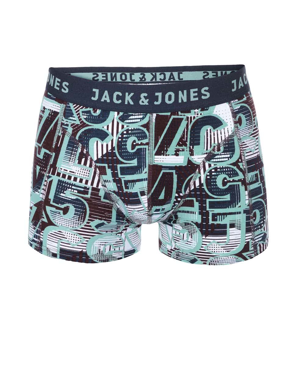 Modro-zelené boxerky se vzorem Jack & Jones Logo