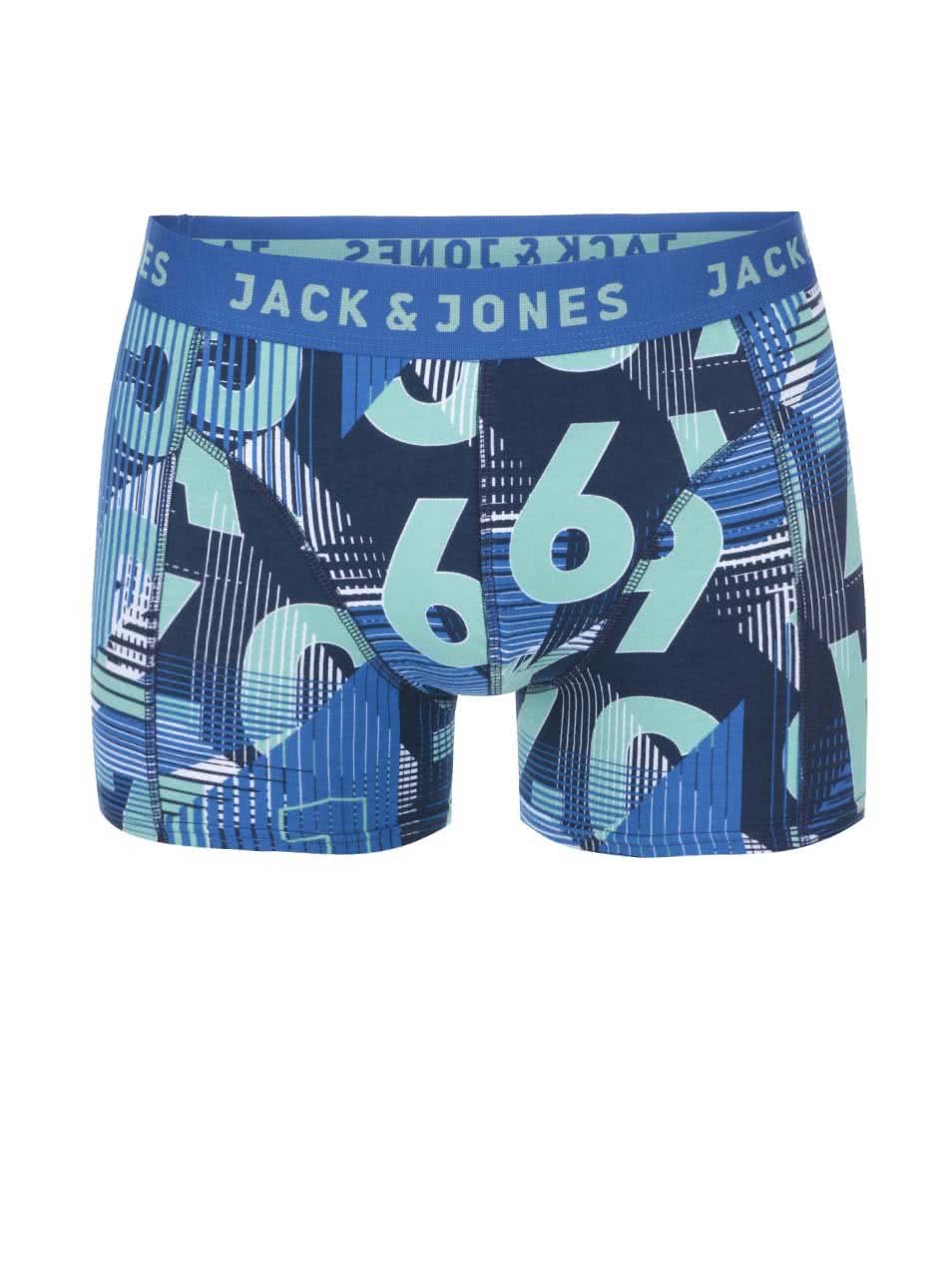 Zeleno-modré boxerky se vzorem Jack & Jones Logo