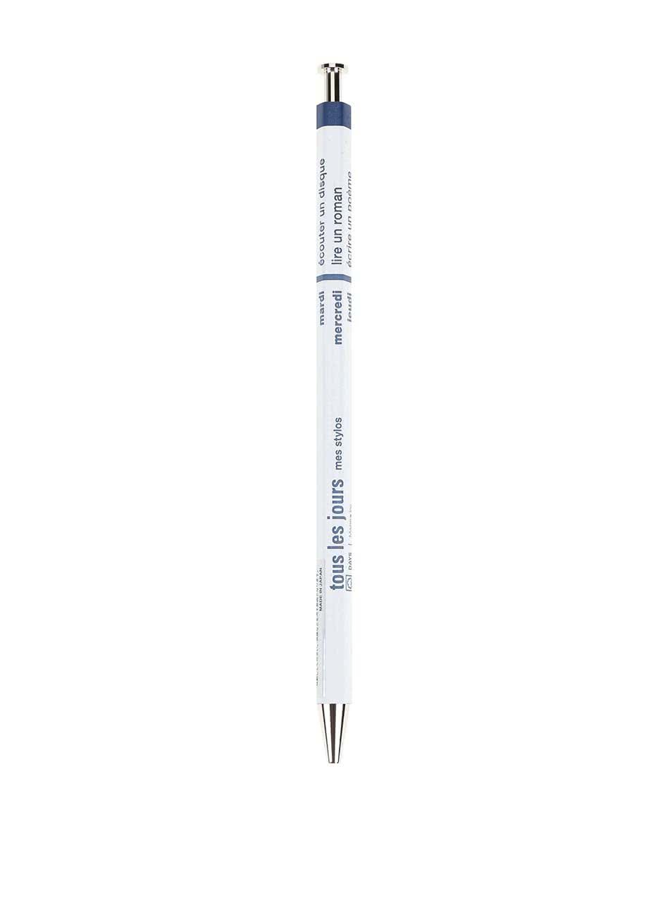 Modro-bílé kuličkové pero s textem Mark's Days