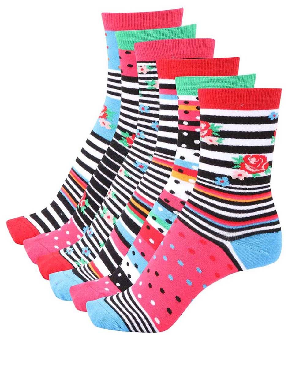 Sada šesti barevných dámských ponožek Oddsocks Cotton Kandy