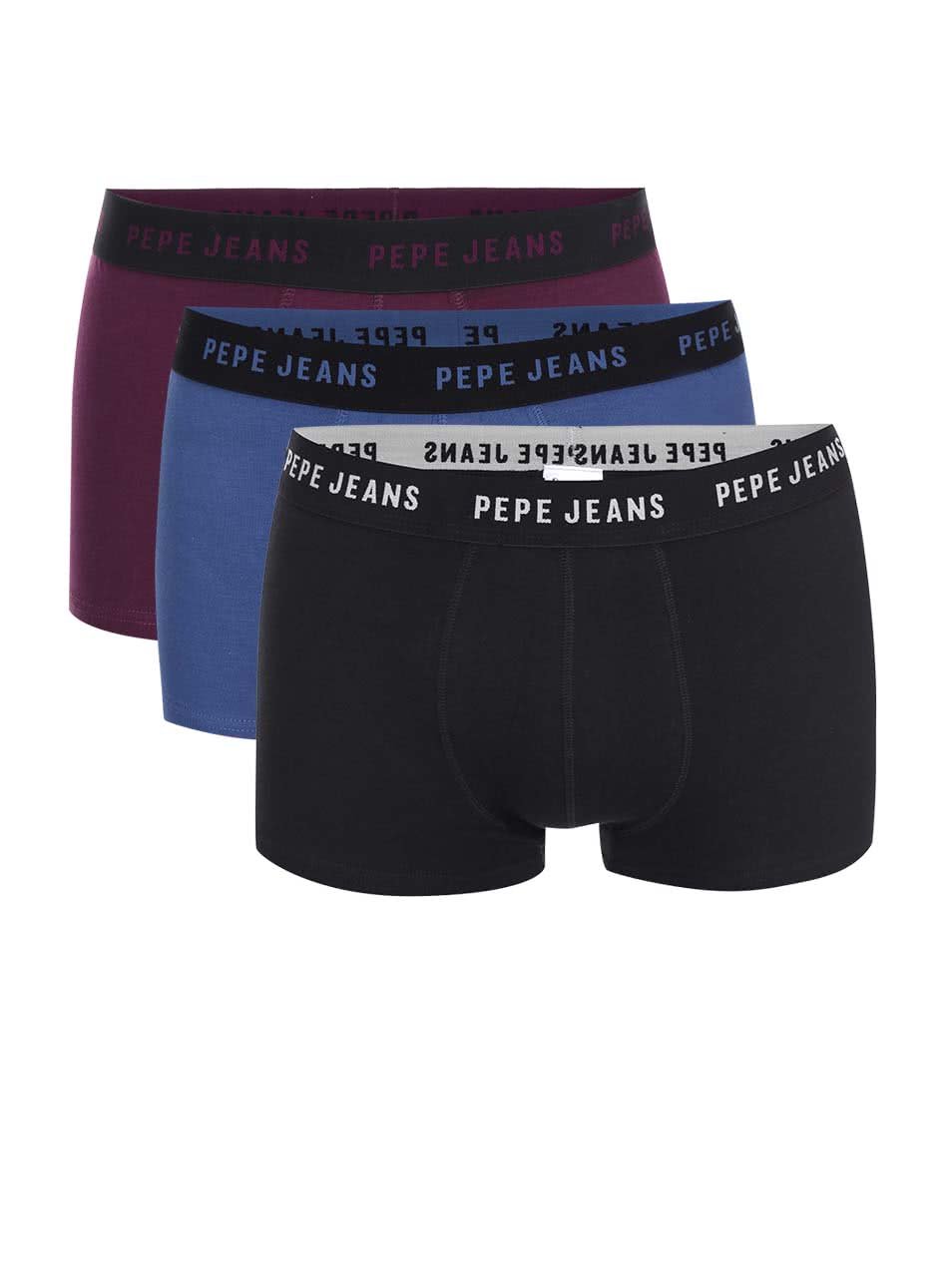 Sada modrých, fialových a černých boxerek Pepe Jeans Pinner