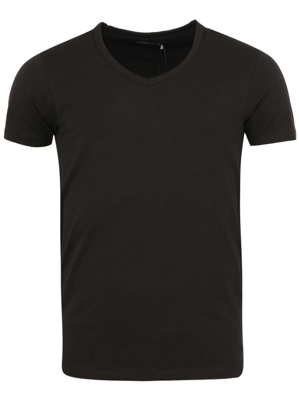 Černé triko s véčkovým výstřihem Jack & Jones Basic