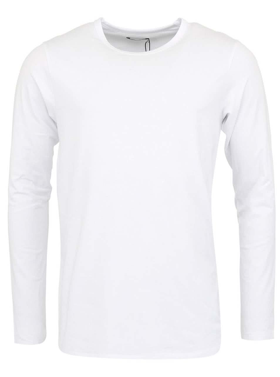 Bílé jednoduché triko s dlouhým rukávem Jack & Jones Basic