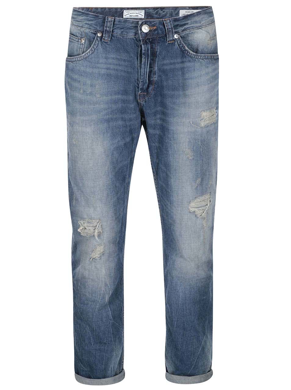 Modré džíny s potrhaným efektem ONLY & SONS Dips