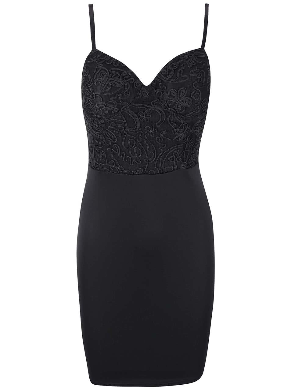 Černé šaty na ramínka se zdobeným topem AX Paris