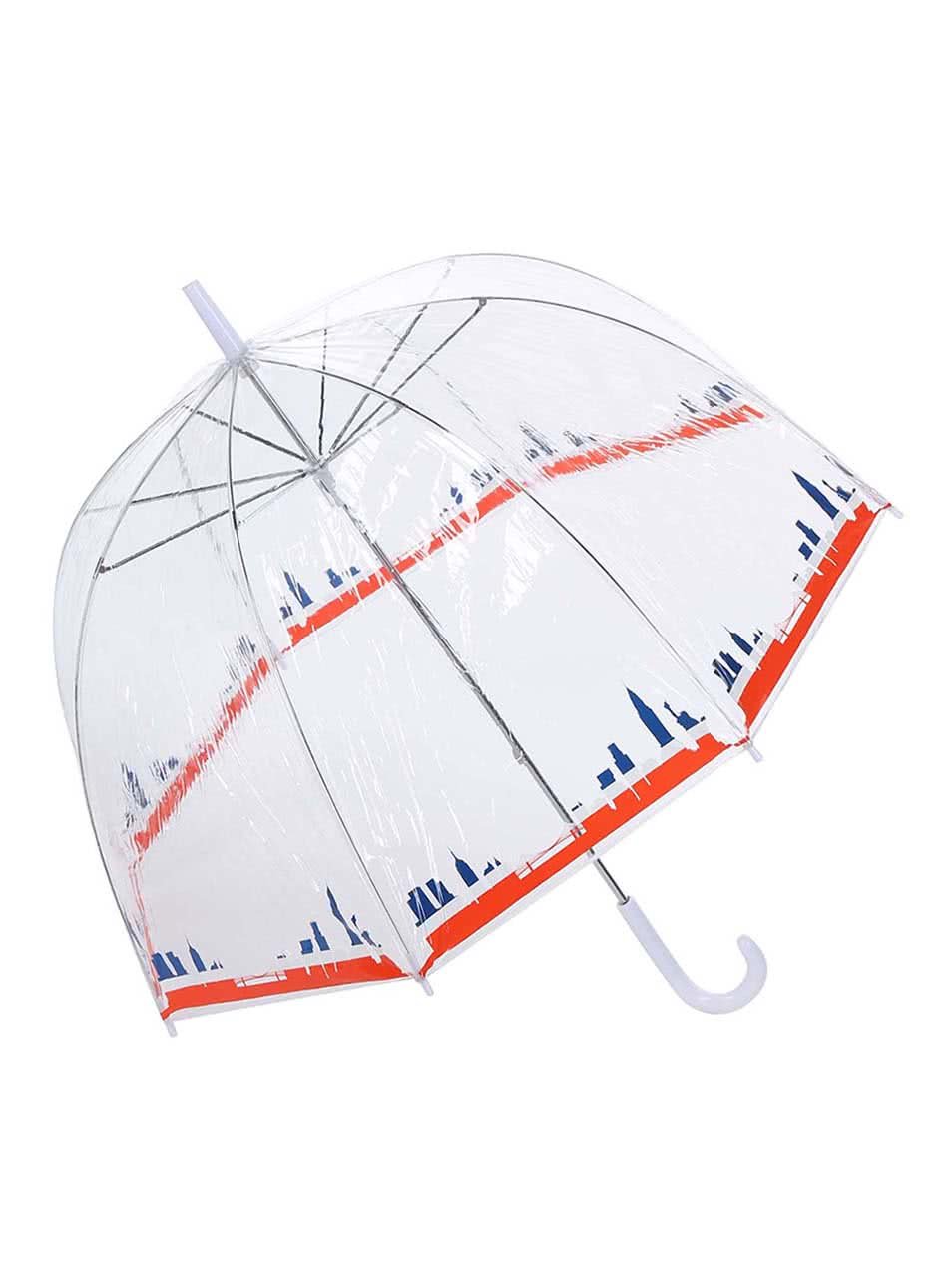 Průhledný deštník s panoramatem New Yorku Lindy Lou Tricolor
