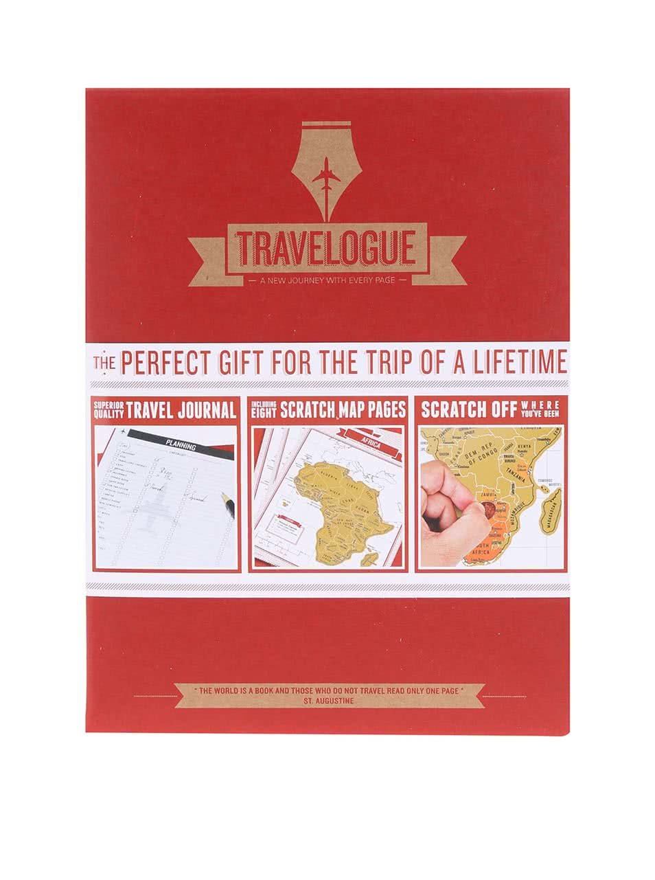 Červený cestovní deník se stíracími mapami Luckies Travelogue