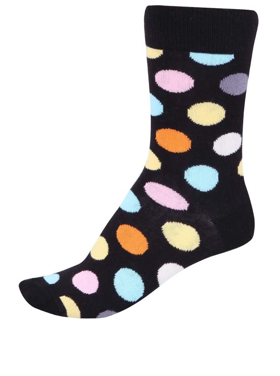 Černé unisex ponožky s barevnými puntíky Happy Socks Big Dots