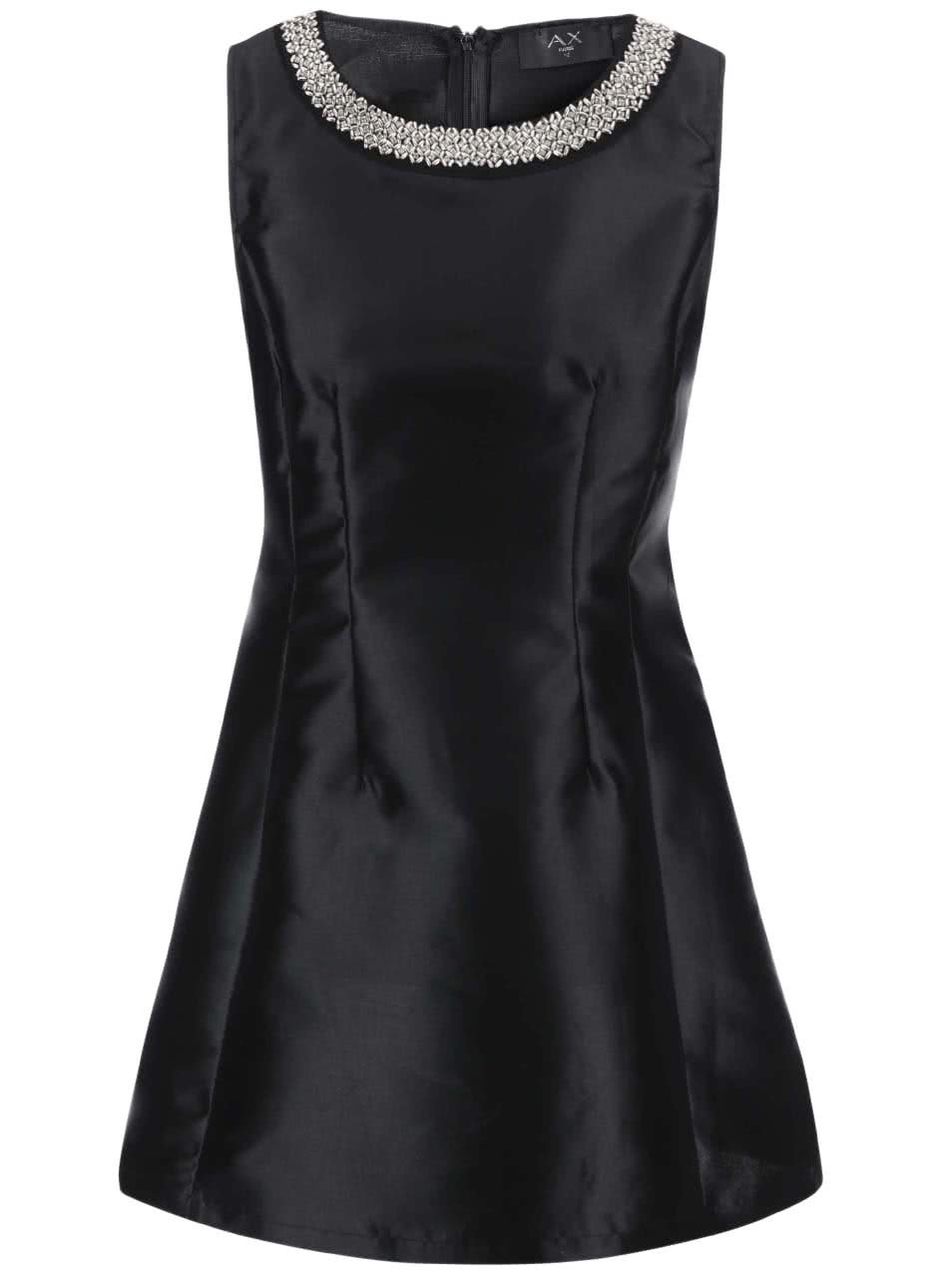 Černé šaty s ozdobnou aplikací v dekoltu AX Paris