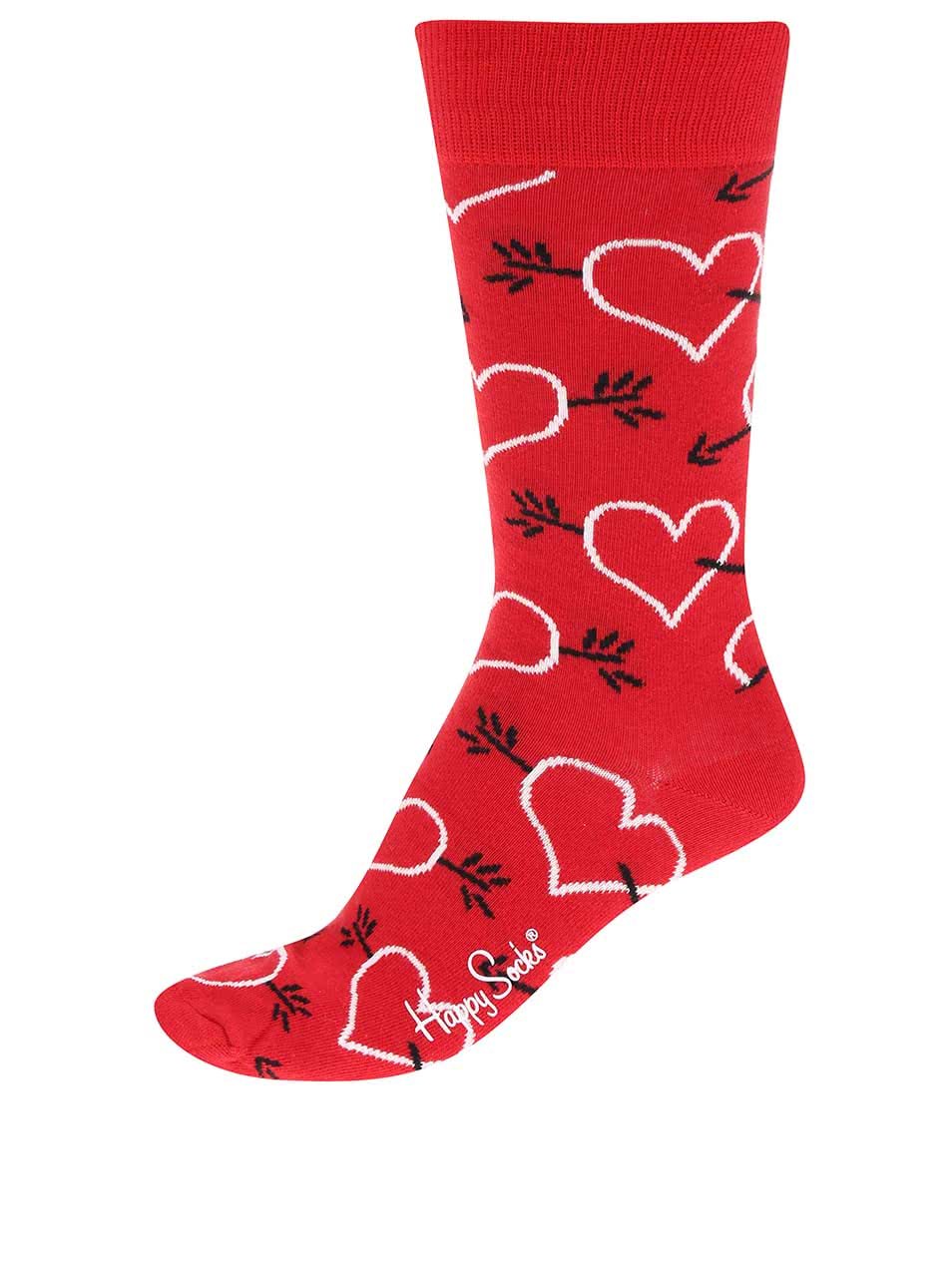 Červené unisex ponožky se vzorem Happy Socks Arrow & Heart