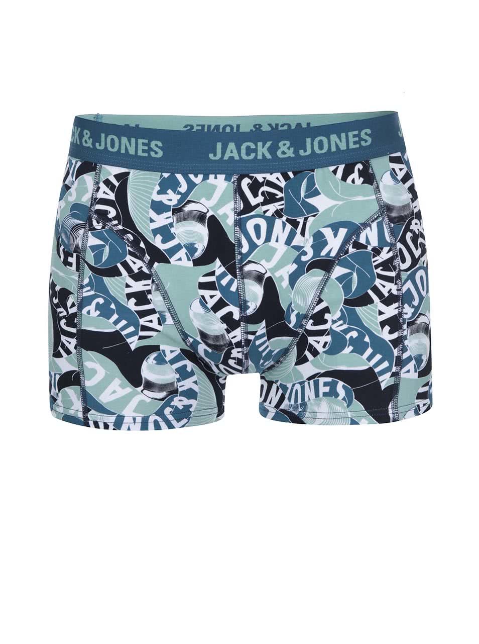 Zeleno-modré vzorované boxerky Jack & Jones Brooklyn