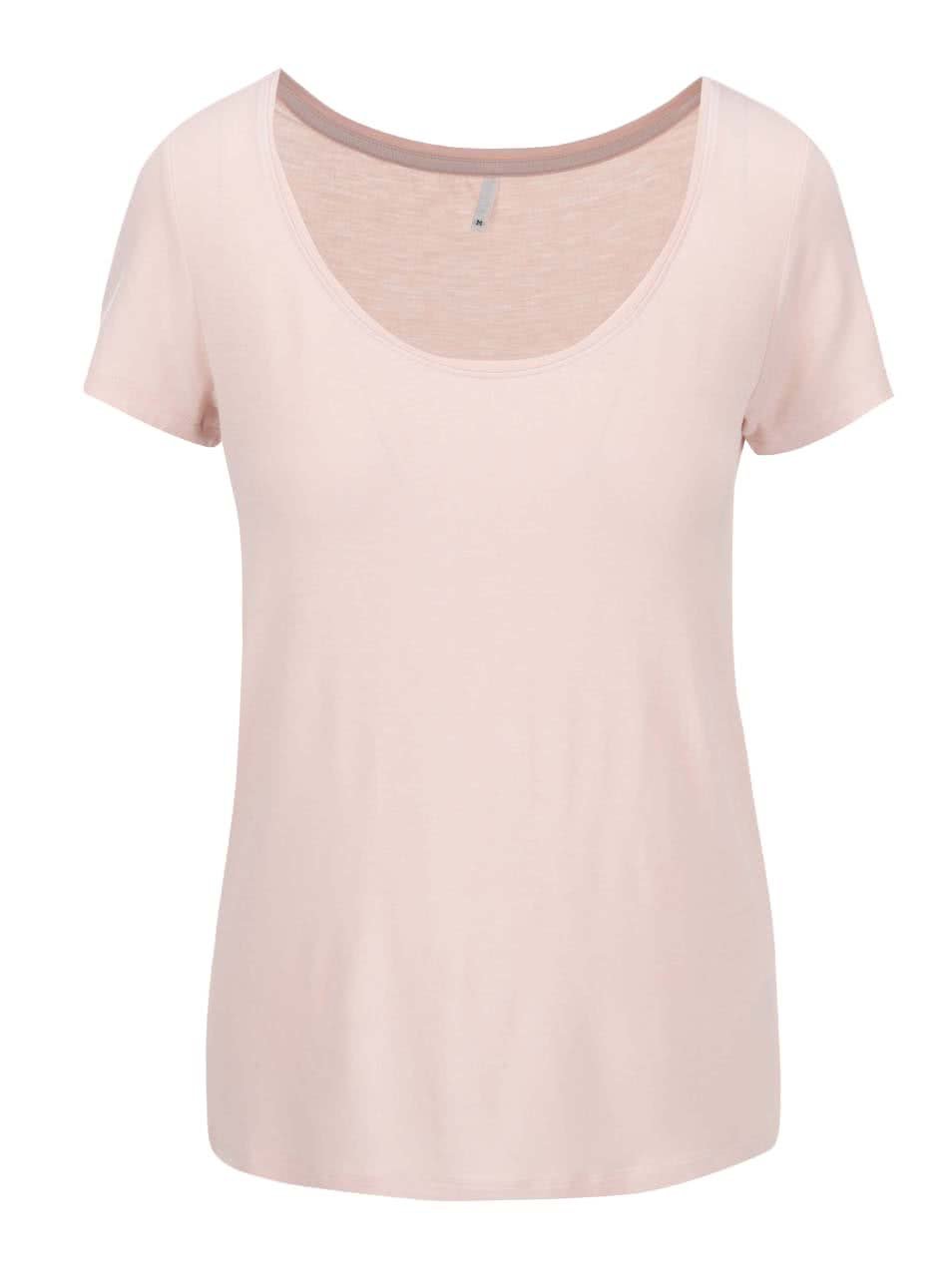 Světle růžové tričko s kulatým výstřihem ONLY Jewel