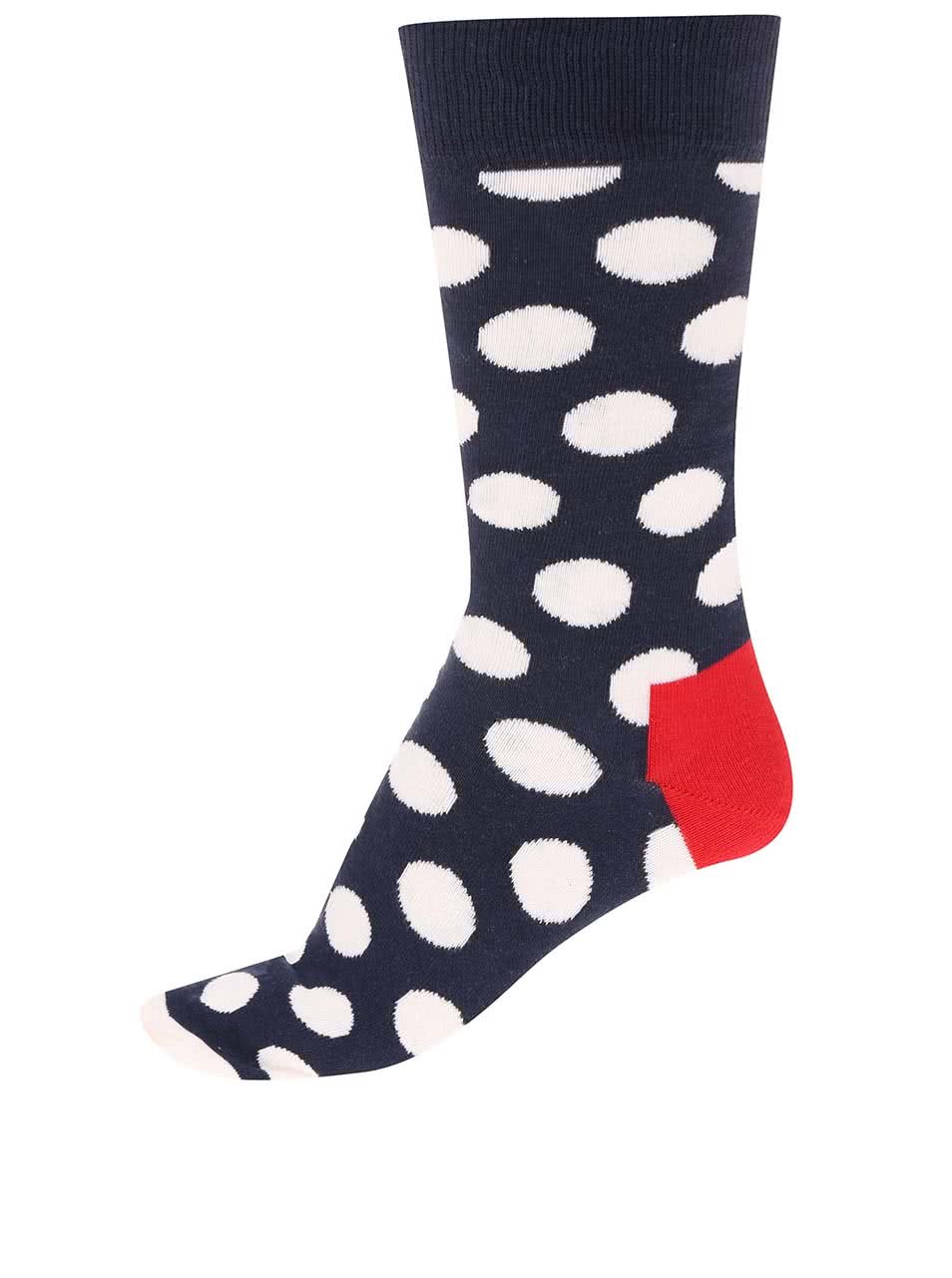 Tmavě modré unisex ponožky s bílými puntíky Happy Socks Big Dots