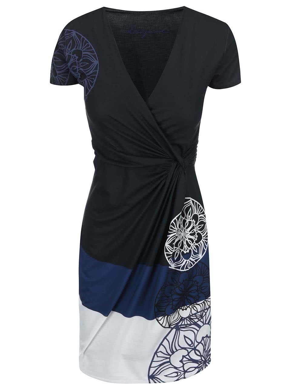 Bílo-modro-černé šaty Desigual Karlie