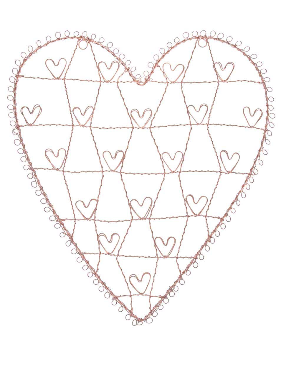 Drátěná dekorace ve tvaru srdce na fotky Sass & Belle Copper