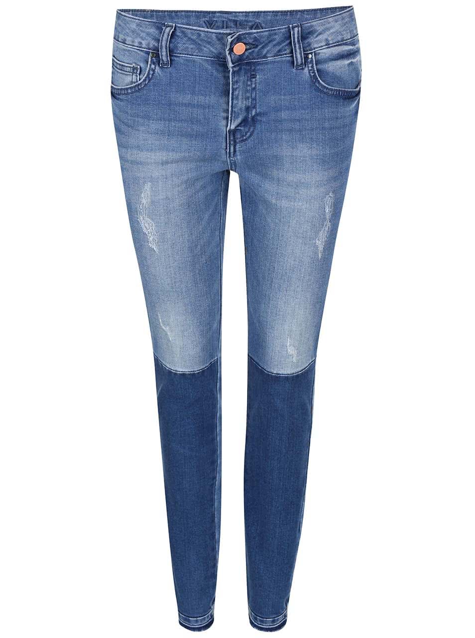 Modré dvoubarevné skinny džíny VILA Crush