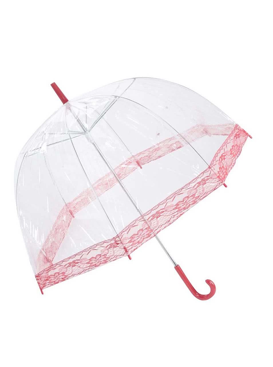Průhledný deštník s červenou krajkou Lindy Lou Lacedome