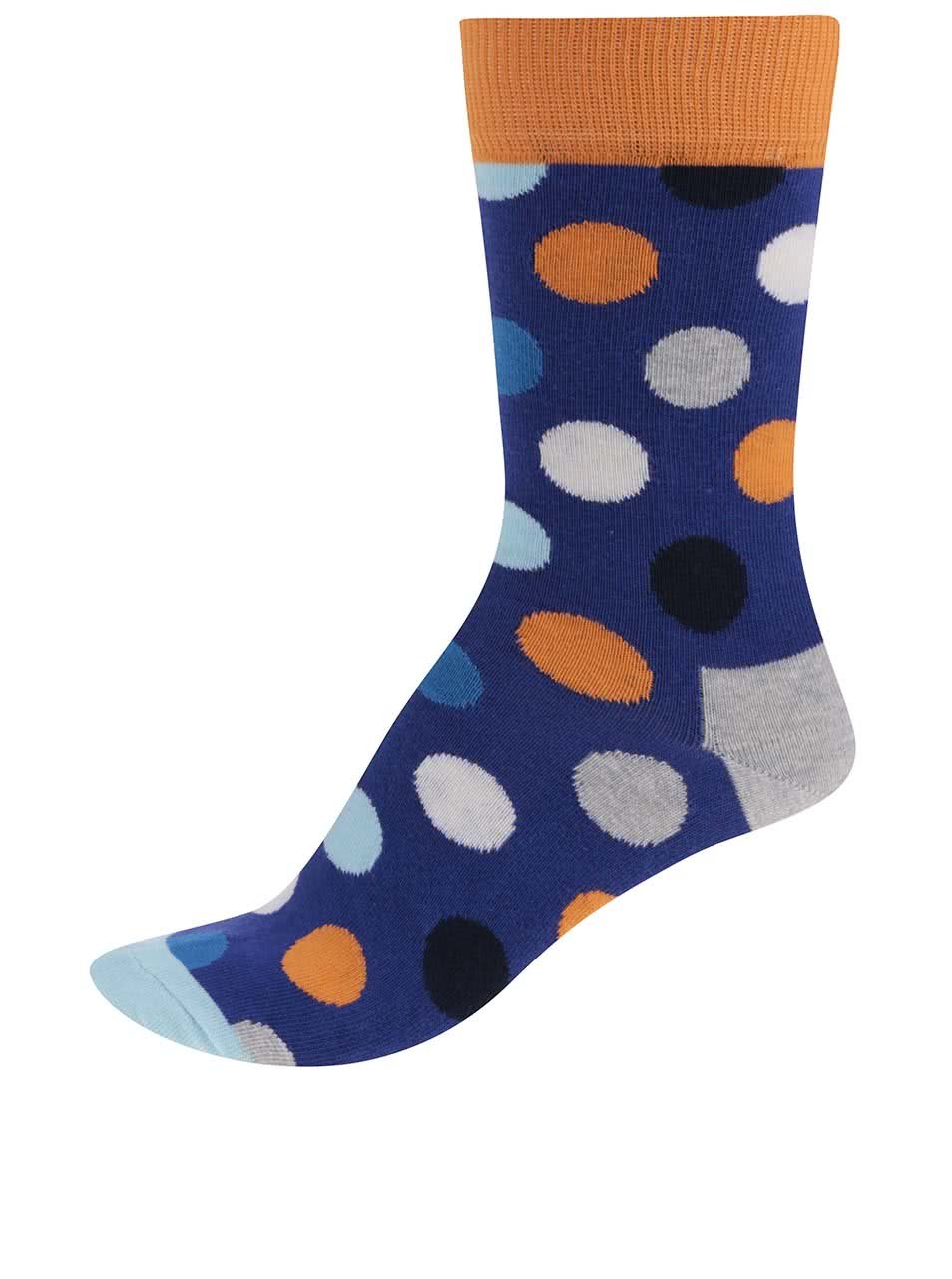 Modré dámské puntíkované ponožky Happy Socks Big Dot