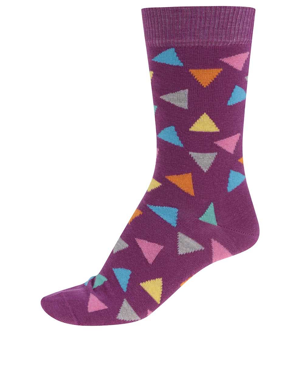 Fialové dámské ponožky s trojúhelníky Happy Socks Triangle