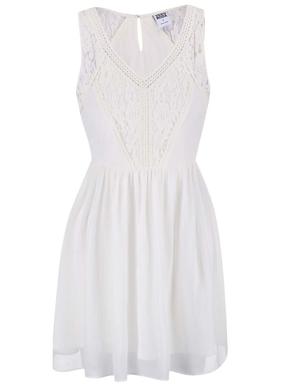 Krémové šaty s šifónovou sukní Vero Moda Freja