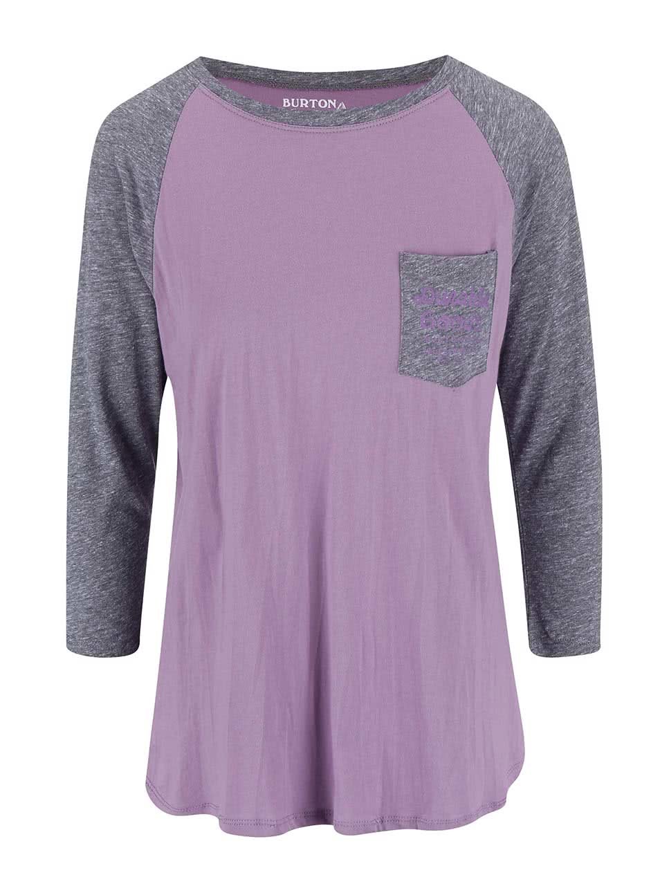 Šedo-fialové dámské tričko Burton Trusted Raglan