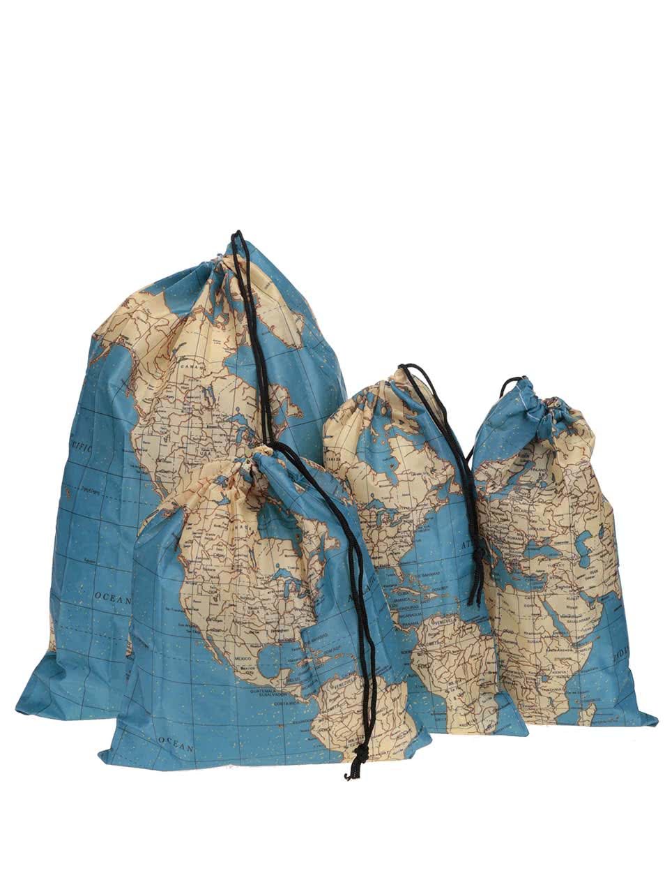 Sada čtyř cestovních vaků s potiskem mapy Kikkerland Maps