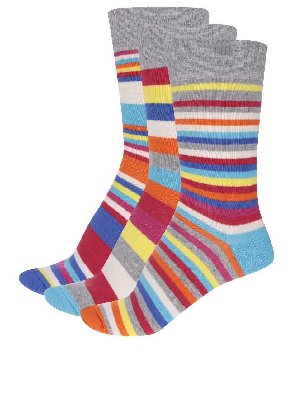 Sada tří pánských barevných ponožek s pruhy Oddsocks Will