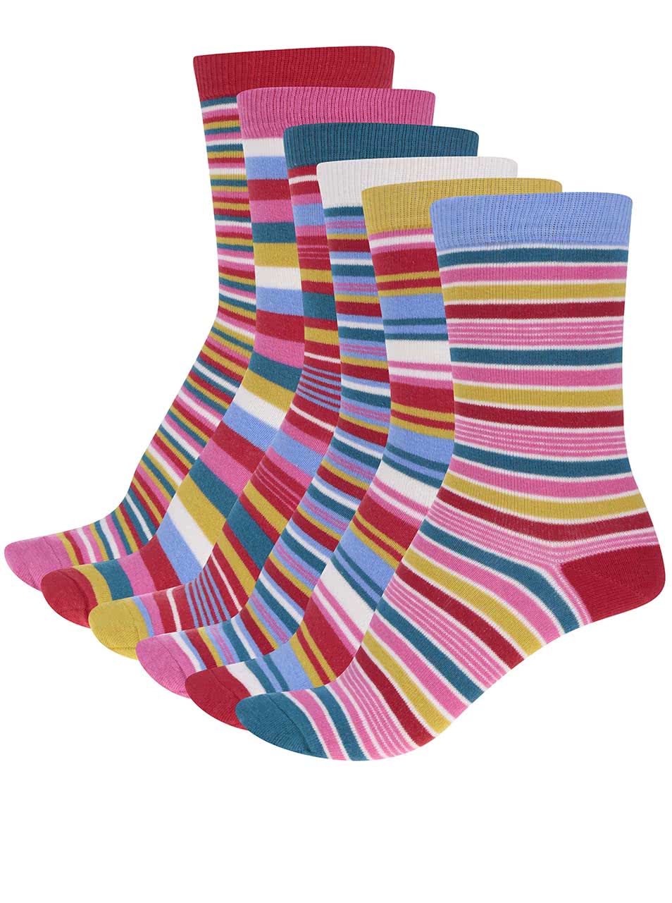 Sada šesti dámských pruhovaných ponožek Oddsocks Stripes