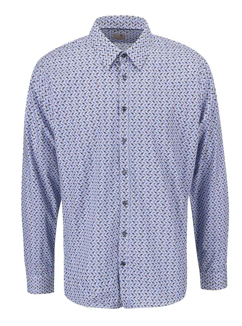 Modrá košile s potiskem chameleonů Seidensticker Modern Kent Slim Fit