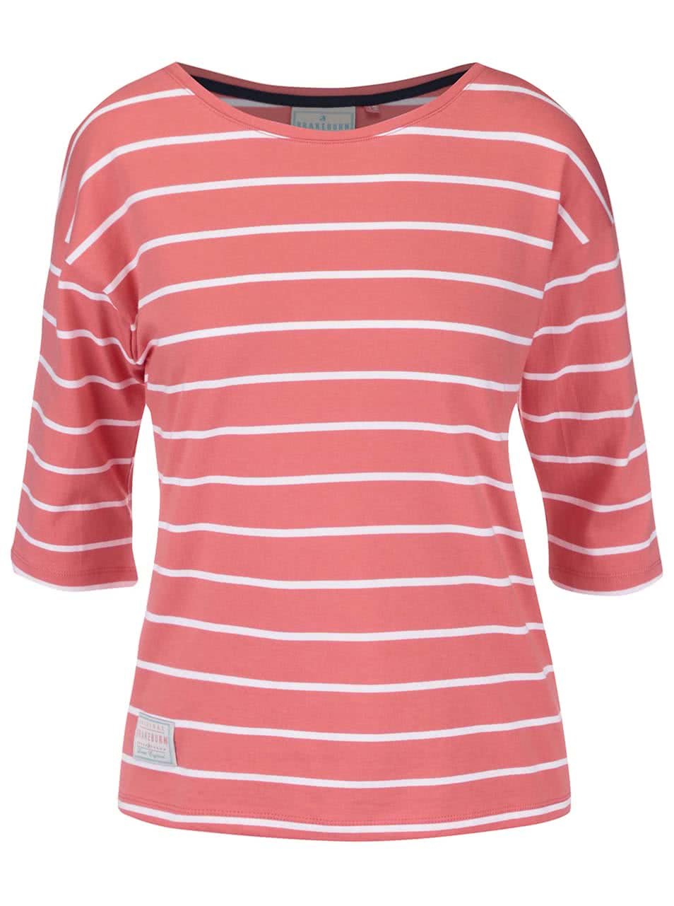 Růžové pruhované tričko s 3/4 rukávy Brakeburn Stripe