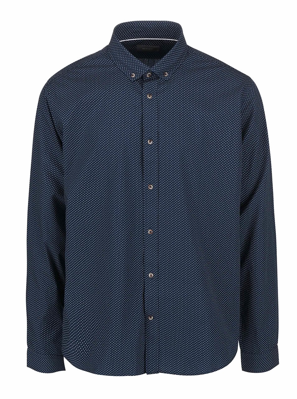 Tmavě modrá košile s drobným bílým vzorem Bertoni Malte