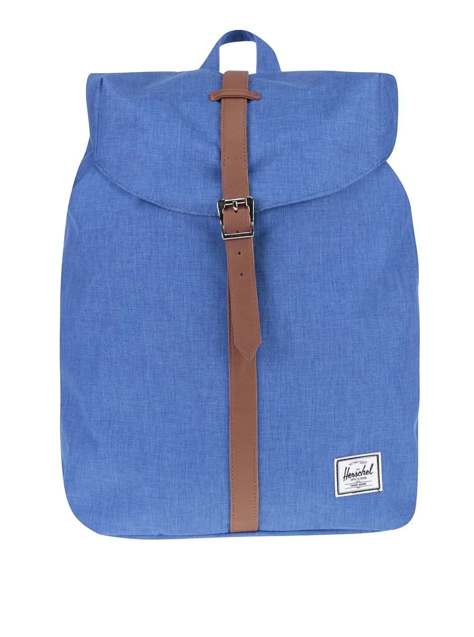 Modrý batoh s hnědým popruhem Herschel Post 16 l