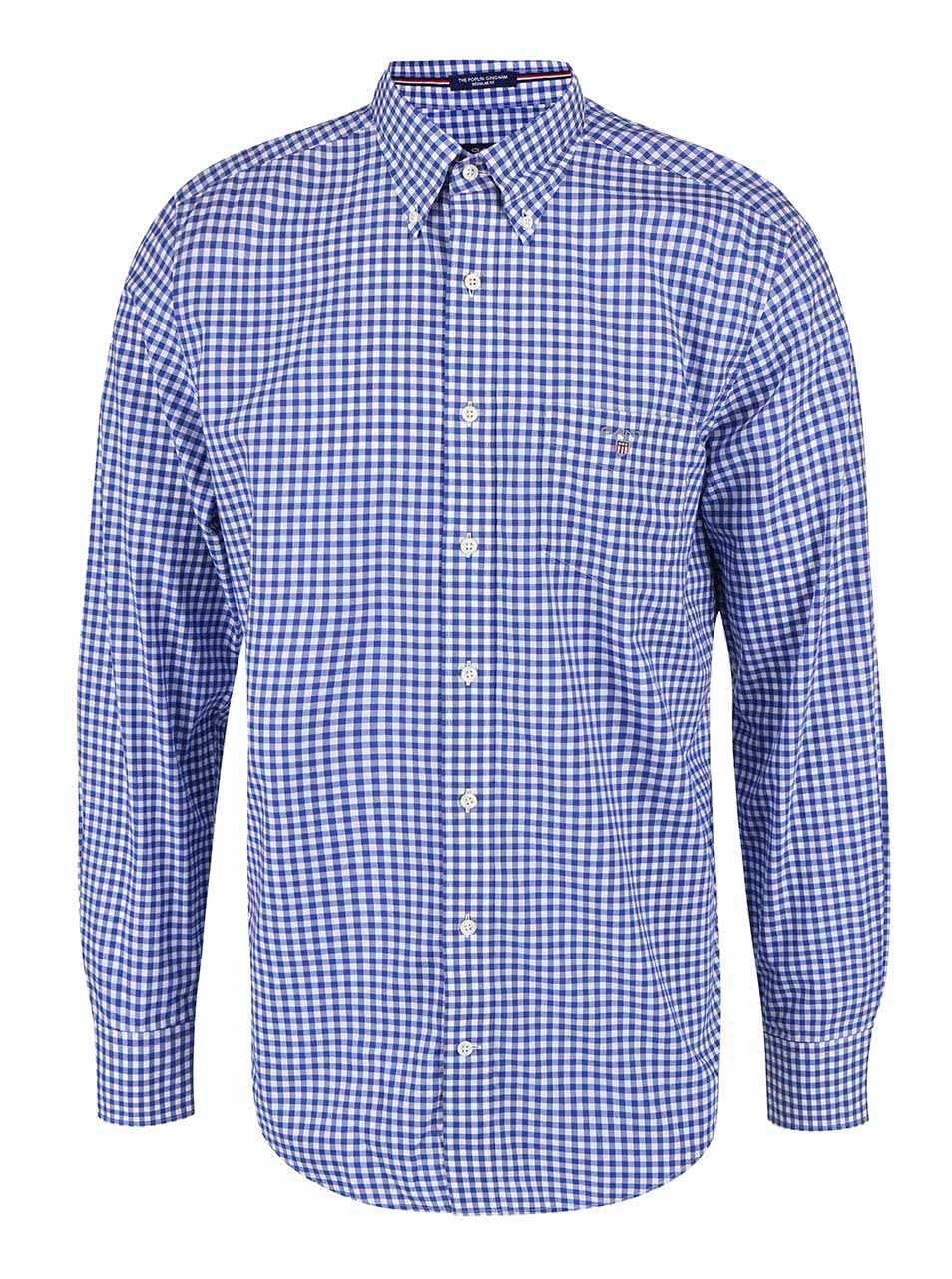 Modrá pánská kostkovaná regular fit košile GANT