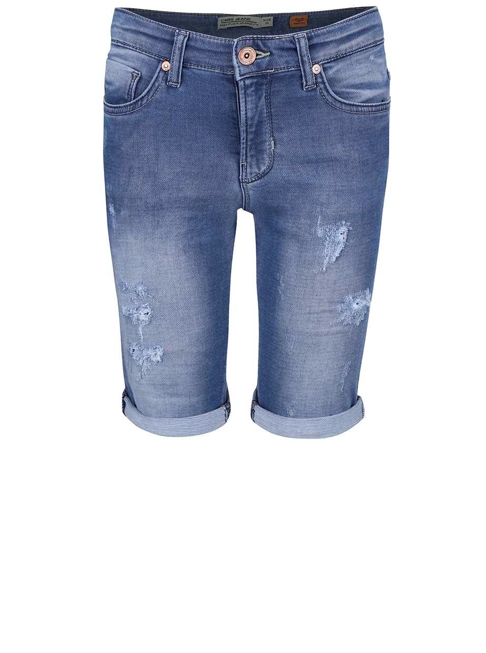 Modré klučičí džínové kraťasy s odřeným efektem Cars Jeans Atlanta